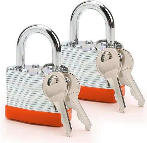 Lock Outdoor Padlocks, Laminated Orange Keyed Padlock, 1-9/16 in Wide Body, Padlock Set with Keys (1Pack) in Saudi Arabia