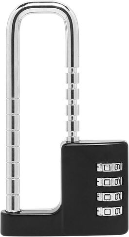 U Shaped Padlock 4 Digit Combination Lock with Adjustable Long Shackle Stainless Steel Cabinet Lock Gym Locker Lock for Outdoor, School,Sports Lockers,Fences (Black) in Saudi Arabia