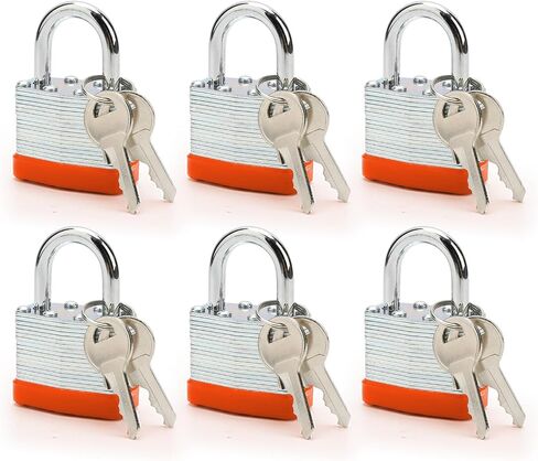 Lock Outdoor Padlocks, Laminated Orange Keyed Padlock, 1-9/16 in Wide Body, Padlock Set with Keys (1Pack) in Saudi Arabia