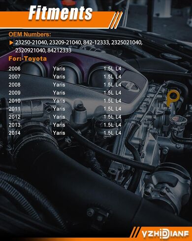 23250-21040 حاقن الوقود Yaris 1.5L مناسب لـ: -Toyota Yaris 2006 2007 2008 2009 2010 2011 2012 2013 2014، استبدال 842-12333، 23209-21040، (4 عبوات) in Saudi Arabia