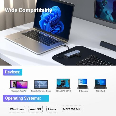 محور USB، قاعدة توصيل USB، قاعدة محول OBERSTER USB 3.2، محور بيانات محمول رفيع للغاية من الألومنيوم، محور USB 4 في 1 مع 4 * USB 3.2 متوافق مع أنظمة Windows وmacOS وLinux وChrome OS in Saudi Arabia