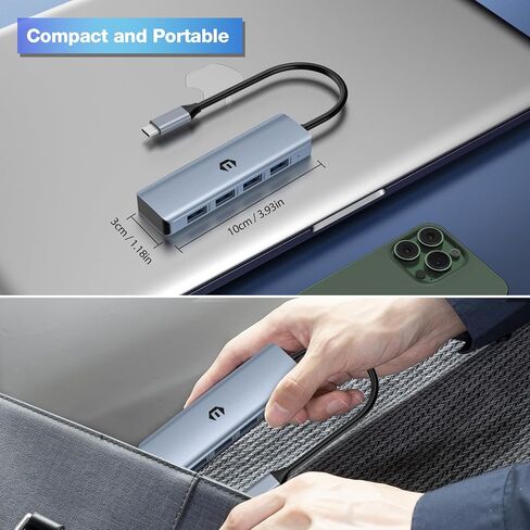 محور USB، قاعدة توصيل USB، قاعدة محول OBERSTER USB 3.2، محور بيانات محمول رفيع للغاية من الألومنيوم، محور USB 4 في 1 مع 4 * USB 3.2 متوافق مع أنظمة Windows وmacOS وLinux وChrome OS in Saudi Arabia