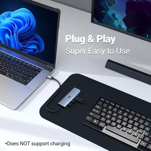محور USB، قاعدة توصيل USB، قاعدة محول OBERSTER USB 3.2، محور بيانات محمول رفيع للغاية من الألومنيوم، محور USB 4 في 1 مع 4 * USB 3.2 متوافق مع أنظمة Windows وmacOS وLinux وChrome OS in Saudi Arabia