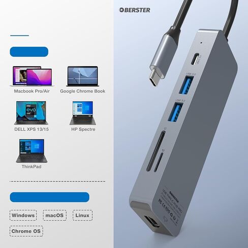 موزع USB C، محول OBERSTER 10 في 1 لأجهزة Mac Pro/Air، Surface Pro 8، 4K HDMI، PD 100W، USB 3.0، قارئ بطاقة TF، والمزيد in Saudi Arabia