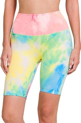 Zenana Athletic TIE DYE HIGH Waisted Biker Shorts in Saudi Arabia