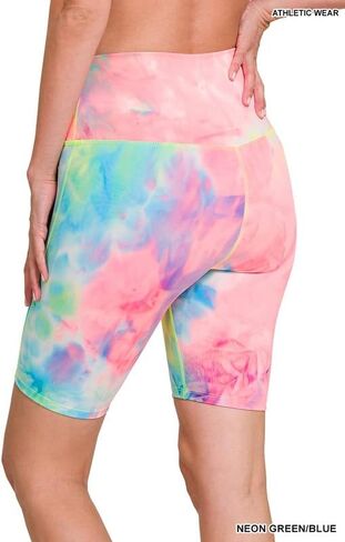 Zenana Athletic TIE DYE HIGH Waisted Biker Shorts in Saudi Arabia