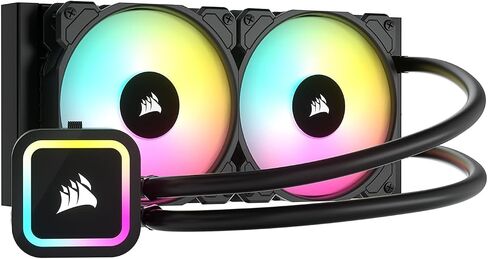 مبرد وحدة المعالجة المركزية السائل Corsair H100x RGB Elite (CW-9060065-WW2) لسطح المكتب-32 مصابيح LED ديناميكية SP120 سلسلة PWM مع AirGuide Intel® LGA 1700، 1200، 115X، 2066، AMD® AM5/AM4 مقابس سوداء (متجددة) in Kuwait