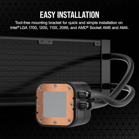 مبرد وحدة المعالجة المركزية السائل Corsair H100x RGB Elite (CW-9060065-WW2) لسطح المكتب-32 مصابيح LED ديناميكية SP120 سلسلة PWM مع AirGuide Intel® LGA 1700، 1200، 115X، 2066، AMD® AM5/AM4 مقابس سوداء (متجددة) in Kuwait