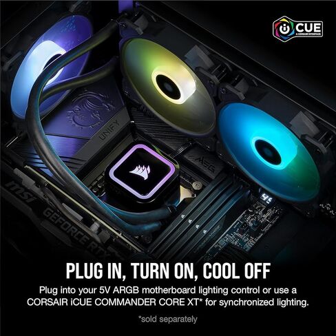 مبرد وحدة المعالجة المركزية السائل Corsair H100x RGB Elite (CW-9060065-WW2) لسطح المكتب-32 مصابيح LED ديناميكية SP120 سلسلة PWM مع AirGuide Intel® LGA 1700، 1200، 115X، 2066، AMD® AM5/AM4 مقابس سوداء (متجددة) in Kuwait