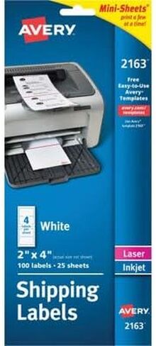 Avery 2163 Mini-Sheets Shipping Labels, 2 x 4, White, 100/Pack in Saudi Arabia