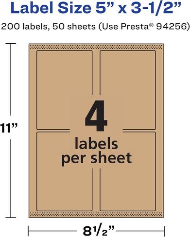 Avery Kraft Brown Rectangle Labels with Sure Feed, 5" x 3.5", 400 Kraft Brown Labels, Laser/Inkjet Printable Labels in Saudi Arabia