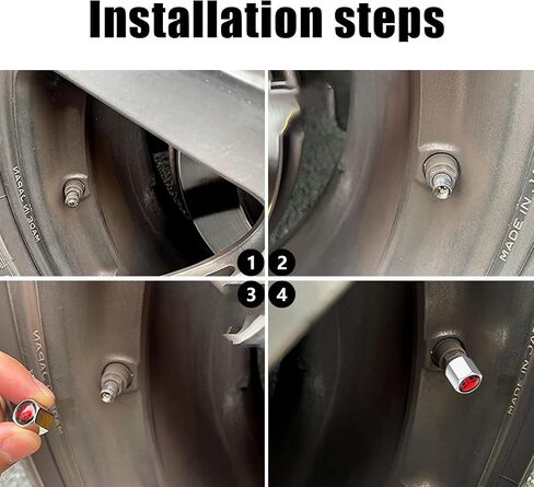 4 PCS Skull Car Tire Valve Stem Caps, Car Wheel Tire Valve Stem Covers, Universal Stem Caps (Silver & Red) in Saudi Arabia
