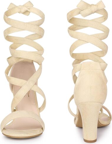 Perphy Crisscross Strappy Block Heel Wrap Lace Up Sandals for Women in Saudi Arabia