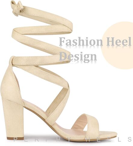 Perphy Crisscross Strappy Block Heel Wrap Lace Up Sandals for Women in Saudi Arabia