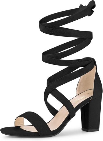 Perphy Crisscross Strappy Block Heel Wrap Lace Up Sandals for Women in Saudi Arabia