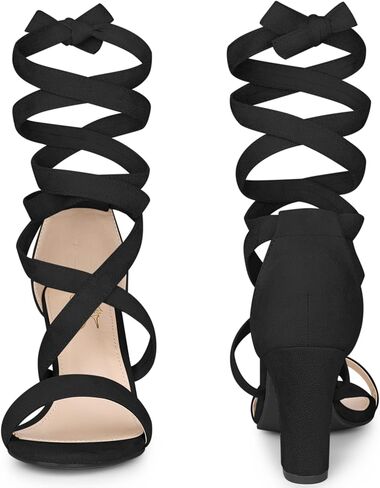 Perphy Crisscross Strappy Block Heel Wrap Lace Up Sandals for Women in Saudi Arabia
