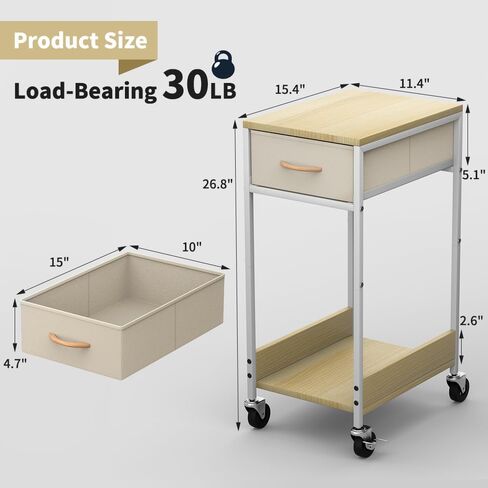 حامل برج الكمبيوتر، حامل برج الكمبيوتر، حامل وحدة المعالجة المركزية تحت المكتب مع درج تخزين، عربة طابعة على عجلات للمنزل والمكتب، أبيض in Kuwait