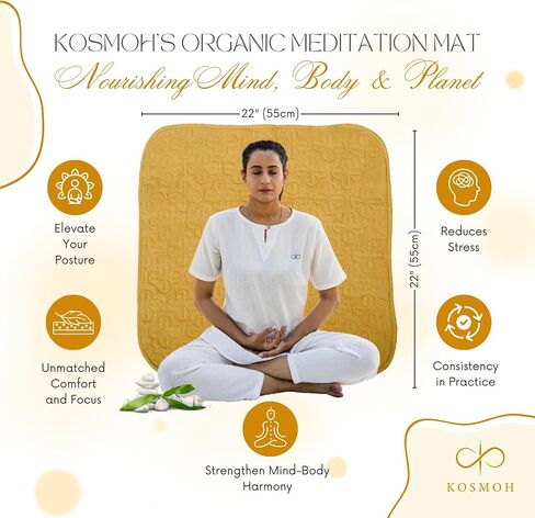100% Organic Cotton Meditation Mat -Non Slip Handloom Foldable Meditation Mat Fitness Accessory Indoor & Outdoor Use Meditation Rug For Workout Mats For Pilates, Yoga & Fitness ( 22"x22" - Pack of 1) in Saudi Arabia
