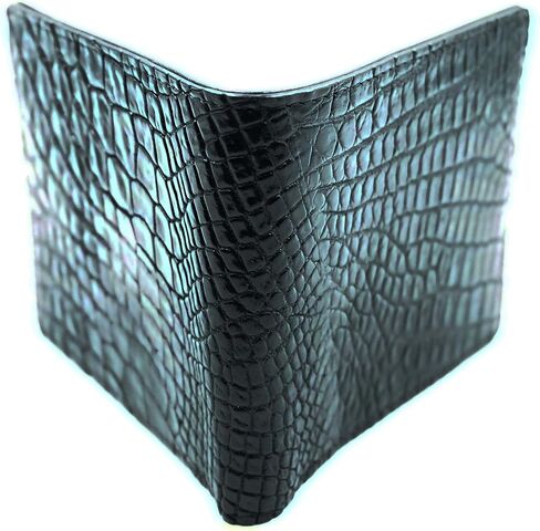 NEW BLACK GENUINE CROCODILE LEATHER SKIN MEN BI-FOLD WALLET. in Saudi Arabia