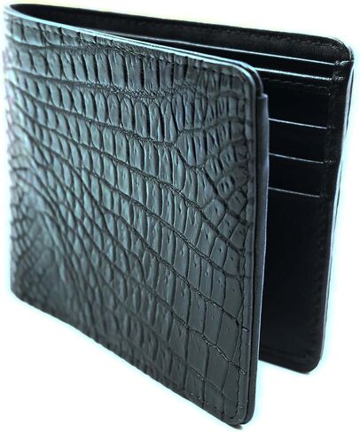 NEW BLACK GENUINE CROCODILE LEATHER SKIN MEN BI-FOLD WALLET. in Saudi Arabia