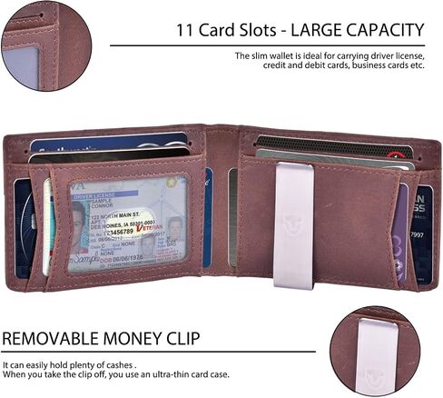 Minimalist RFID Blocking Front Pocket Wallet Compatible with AirTag, Slim Bifold Wallets Credit Card Holder with Money Clip, Air tag Case Holder Accessories for Men in Saudi Arabia