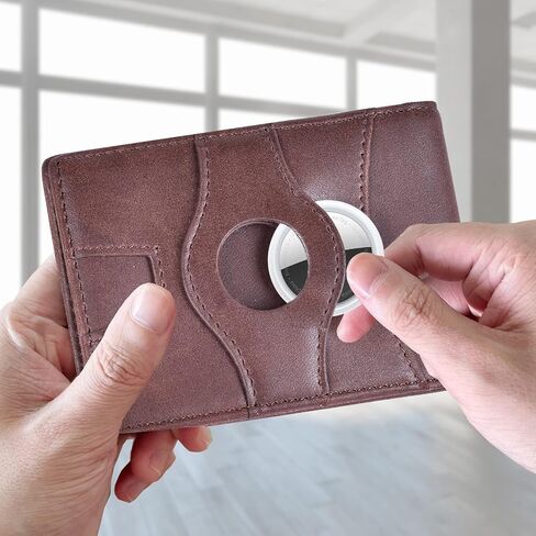 Minimalist RFID Blocking Front Pocket Wallet Compatible with AirTag, Slim Bifold Wallets Credit Card Holder with Money Clip, Air tag Case Holder Accessories for Men in Saudi Arabia