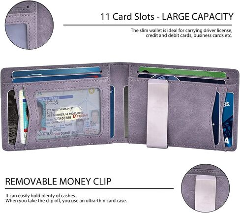 Minimalist RFID Blocking Front Pocket Wallet Compatible with AirTag, Slim Bifold Wallets Credit Card Holder with Money Clip, Air tag Case Holder Accessories for Men in Saudi Arabia