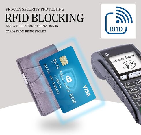 Minimalist RFID Blocking Front Pocket Wallet Compatible with AirTag, Slim Bifold Wallets Credit Card Holder with Money Clip, Air tag Case Holder Accessories for Men in Saudi Arabia