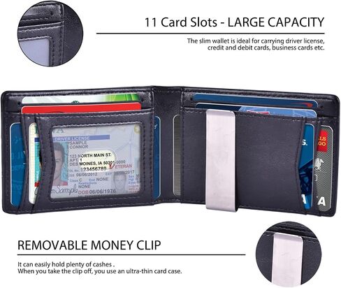 Minimalist RFID Blocking Front Pocket Wallet Compatible with AirTag, Slim Bifold Wallets Credit Card Holder with Money Clip, Air tag Case Holder Accessories for Men in Saudi Arabia