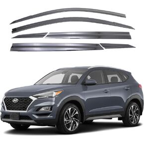 AUTOCLOVER Tape-On Rain Guards Window Visors 6 Pcs Set for Hyundai Tucson 2016 2017 2018 2019 2020 2021 / Window Deflectors, Out-Channel Vent Shades (Smoked)