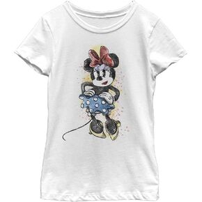 Disney Characters Artsy Minnie Girl's Solid Crew Tee