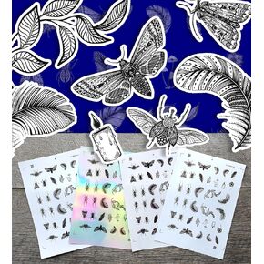 Stickers Pack (Over 150 Stickers) Wonderful Colourful Dandelions Vintage Styled Small Vinyl Stickers White Hologram Transparent
