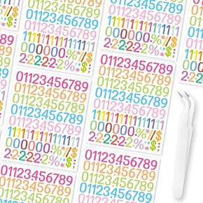 Number Stickers 1-10, 1296 Pcs /12 Sheets Vinyl Numbers Stickers Labels Waterproof, 1 inch Self-Adhesive Numbered Stickers Decal for Scrapbook Card Envelope Diary Sorting Organizing Storage Boxes