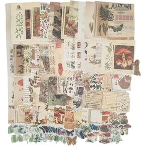 200 Pieces Vintage Ephemera Scrapbooking Supplies Pack Scrapbook Paper Sticker Material Pack for Art Journaling Bullet Journals Planners Collage Decoupage Crafter Gifts (Art)
