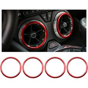 4PCS Interior Air Vent Outlet Red Aluminum Ring Cover Decor Compatible with Chevrolet Camaro 2016 2017 2018 2019 2020 air conditioning cover