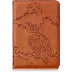 Owl Refillable Faux Leather Journal, 6x8.7 Vegan Lined Writing Journal for Women or Men