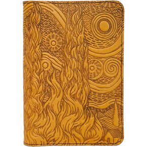 غطاء دفتر الملاحظات Van Gogh Sky Pocket من Oberon Design، يناسب العديد من أجهزة الكمبيوتر المحمولة مقاس 5.5 × 3.5 بوصة، جلد أصلي منقوش، لون القطيفة، صنع في الولايات المتحدة الأمريكية
