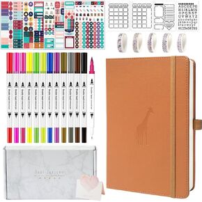 Y&I Bullet Dotted Journal Kit، A5 غلاف فني منقط دفتر ملاحظات مع 184 صفحة مرقمة، ورق سميك 120 جرام في المتر المربع، ملصقات استنسل وأقلام واشي، مجموعة يوميات منقطة للمبتدئين (نعناع)