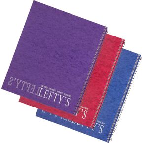 Left-Handed College Ruled Notebook Printed withLefty on the Cover, Set of 3, Assorted Colors