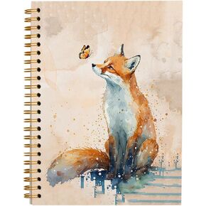 Fox Fall Watercolor Spiral Notebook Journal, Fox Gifts, Cute Notebooks for Women Girls Fox Lovers, College Ruled Hardcover Spiral Notebook Journal for Work Notes Journaling 5.5x8.3