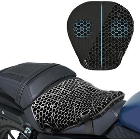 Heran Motorcycle Gel Seat Cushion, 3D Honeycomb Structure & High Elasticity Gel Material Breathable Shock-Absorbing Seat Cover for Comfortable Long-Distance Riding