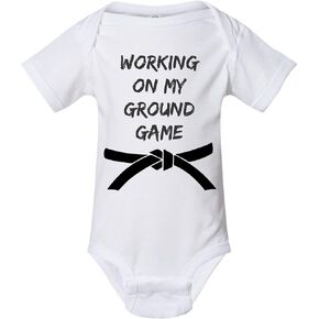 Working On My Ground Game Baby Bodysuit Shirt, Jiu Jitsu Baby Bodysuits, Funny Baby Shirt