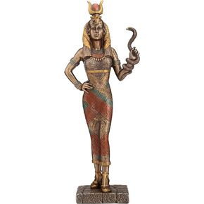 Zeckos Egyptian Goddess Hathor Holding a Cobra Statue
