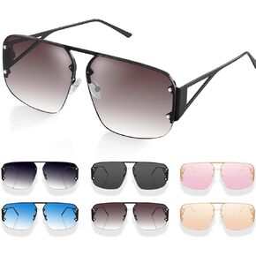Stylish Aviator Sunglasses with Retro Metal Rimless Frames for Men and Women