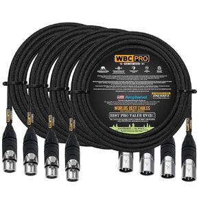 4 Units - 25 Foot - WBC-PRO-Quad Ultra-Silent Ultra-Flexible Balanced Star-Quad Cable with Amphenol Male & Female XLR Plugs & Black Tweed Jacket in Saudi Arabia