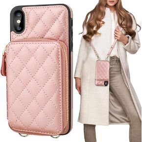 Bocasal Crossbody Wallet Case for iPhone Xs Max, RFID Blocking PU Leather Zipper Handbag Purse Flip Cover, Kickstand Folio Case with Card Slots Holder Wrist Strap Lanyard 6.5 Inch (Black)