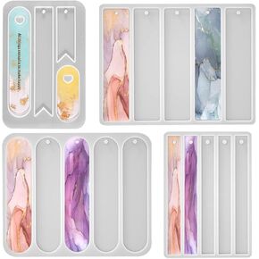 4 PCS Bookmarks Silicone Mold Resin Bookmark Moulds Rectangle Silicone Bookmark Mold Bookmark Epoxy Resin Molds Shiny Bookmarks Silicone Mold for DIY Epoxy Resin Bookmarks Crafts Making Supplies