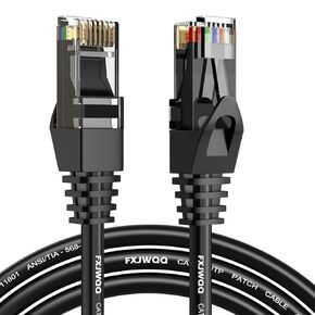 RJ45 Cat-6 Ethernet Patch Cable, 1Gpbs Transfer Speed, Gold-Plated Connectors, 1-30 Feet LAN, UTP Cat 6, RJ45, Network Cord, Patch, Internet Cable Black