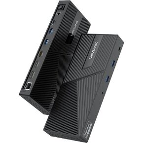 WAVLINK DisplayLink Docking Station Triple Monitor, 4K@60Hz for 3 Monitors, 130W Charging for Thunderbolt 4/3, USB-C/A, M1 M2 Mac/Windows/Chrome, HDMI, 2 DP, 5 USB Ports, LAN, Mic/Audio