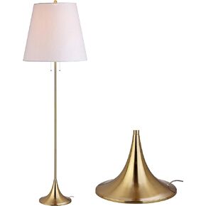 JONATHAN Y JYL3001A Amelia 63 بوصة مصباح أرضي معدني LED، حديث، معاصر، جلام، أنيق، مكتب، غرفة المعيشة، غرفة عائلية، غرفة طعام، غرفة نوم، مدخل، بهو، نحاس